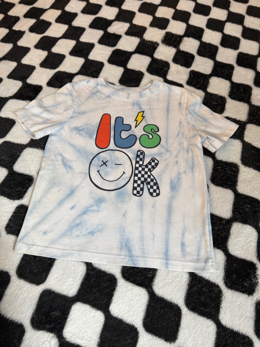 Kids Light Blue Tie-Dye "It's OK" Graphic Tee